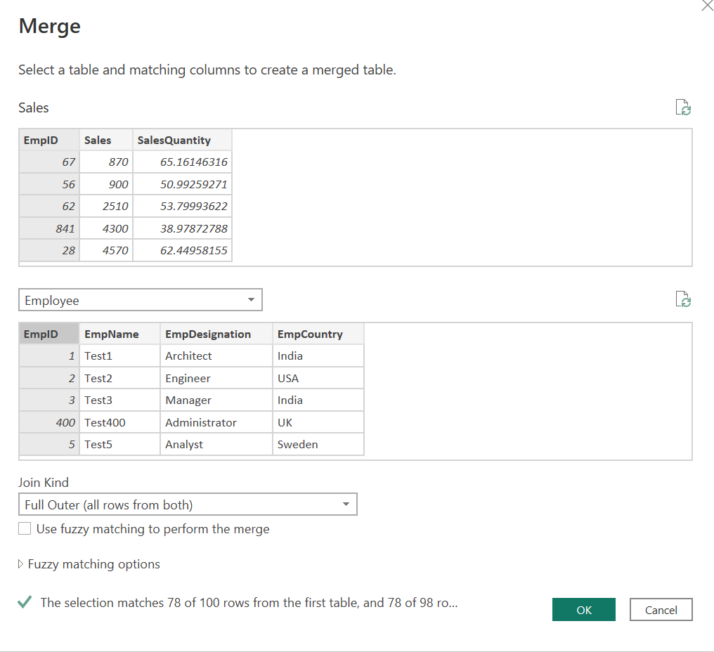 Full Outer Join Power BI