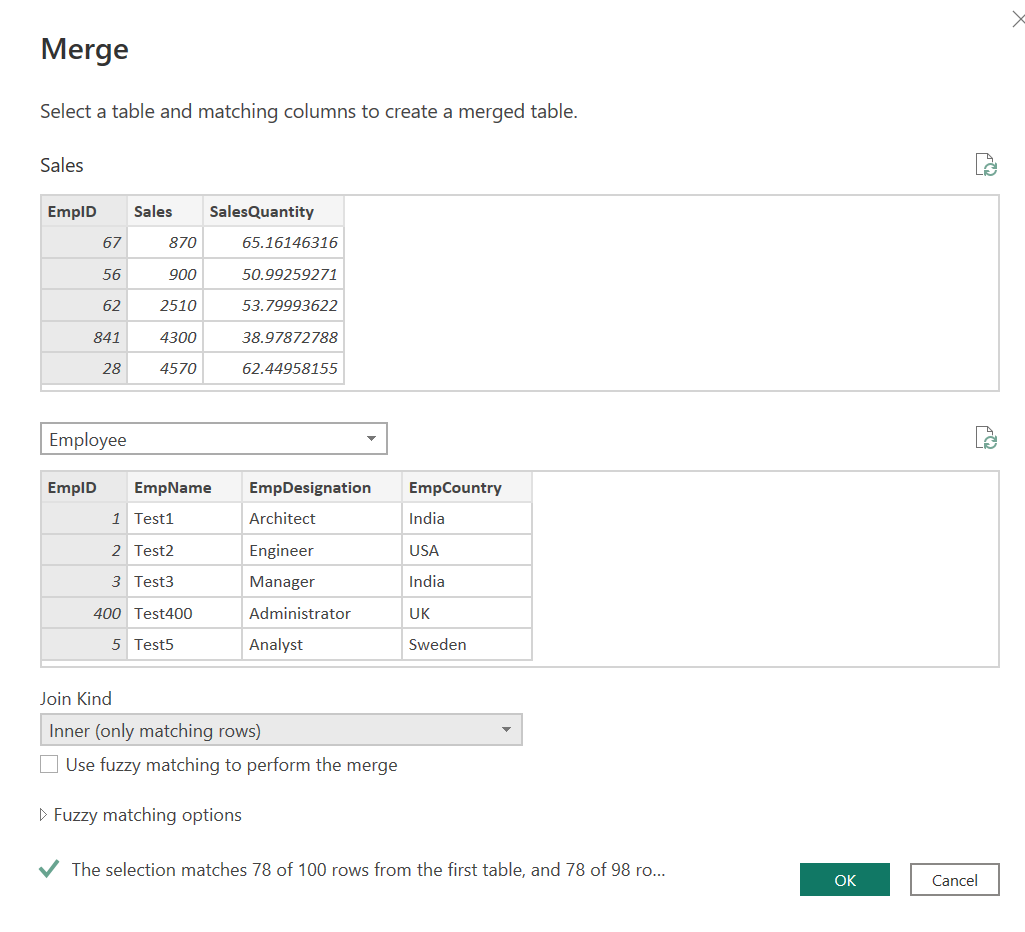 Inner Join Power BI merge