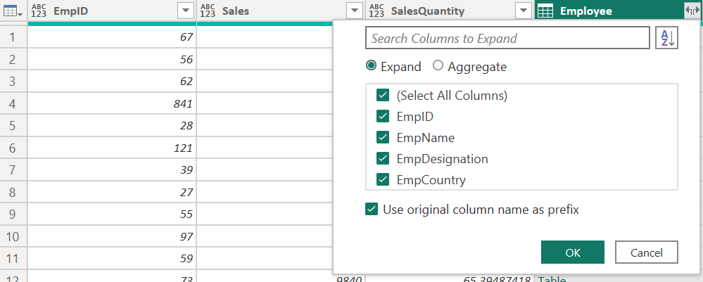 left outer join Power BI step 3