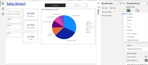 Updating bookmarks in PowerBI step 2