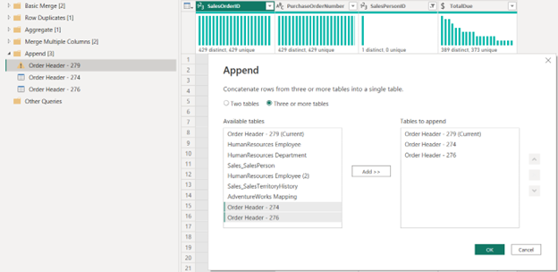 append three or more tables in Power BI step 1