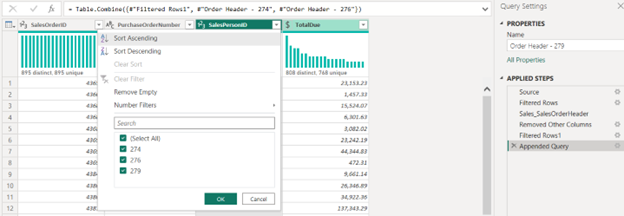 append three or more tables in Power BI step 2