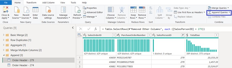 basic append in Power BI step 3