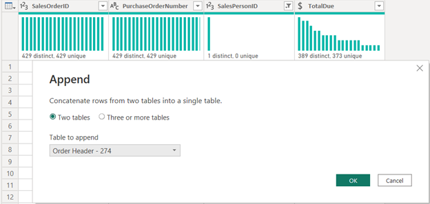 basic append in Power BI step 4