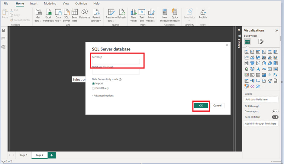 SQL server database connector in Power BI