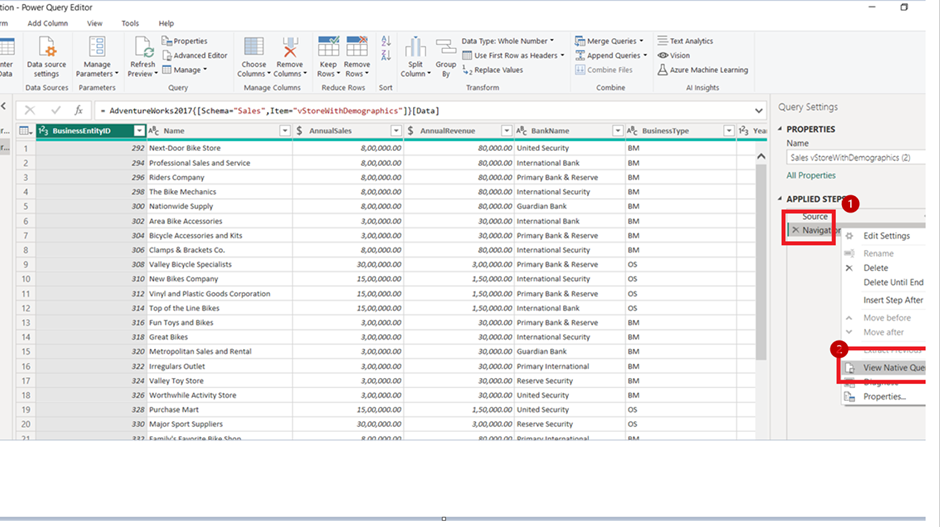 Power query editor