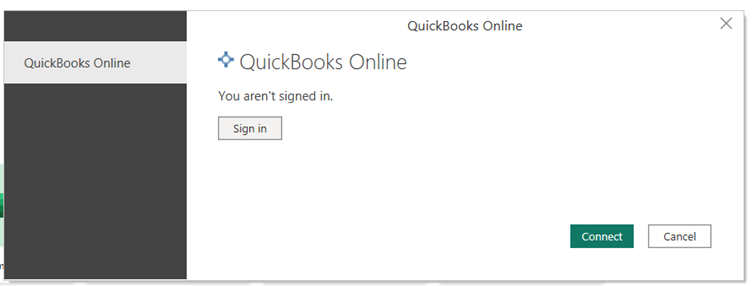 Signing in to Quickbooks Online from Power BI