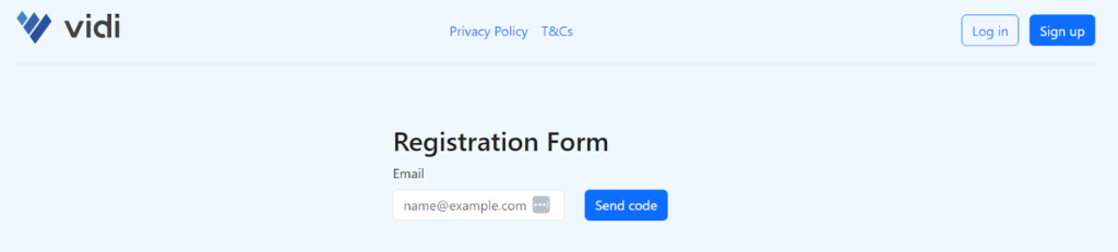 Registration window for the Vidi Power BI QuickBooks Online Connector