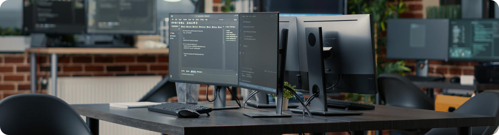 Computer Monitors Showing Programming Code 