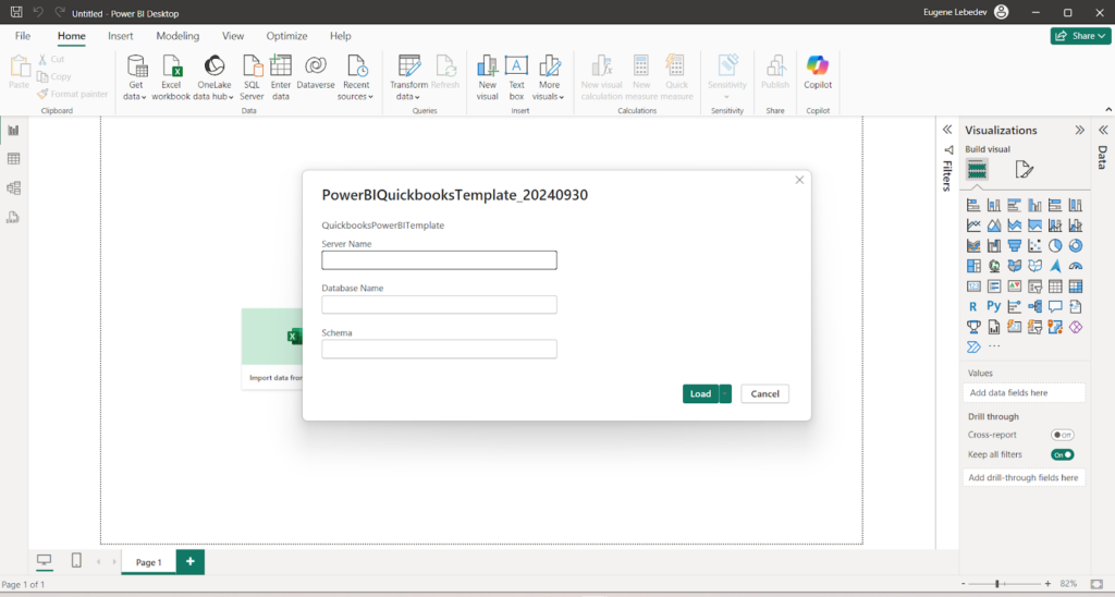 Entering parameters inside Vidi Quickbooks Power BI template