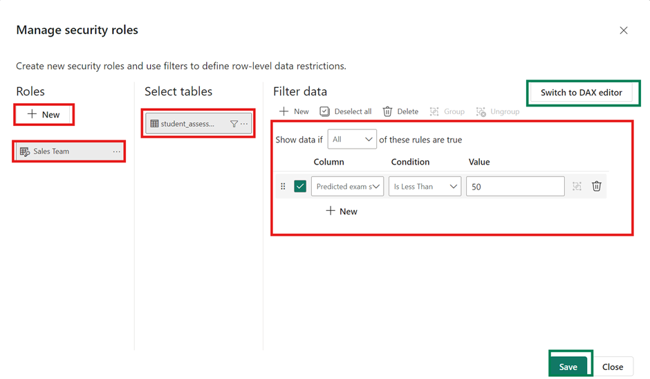 Etapas para criar uma função de segurança no Power BI