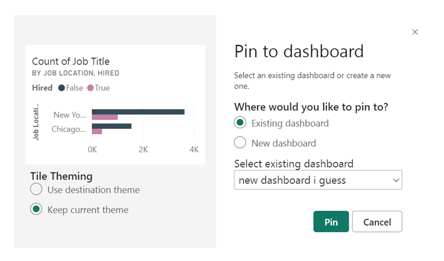 Adicionar elementos visuais a um painel do Power BI