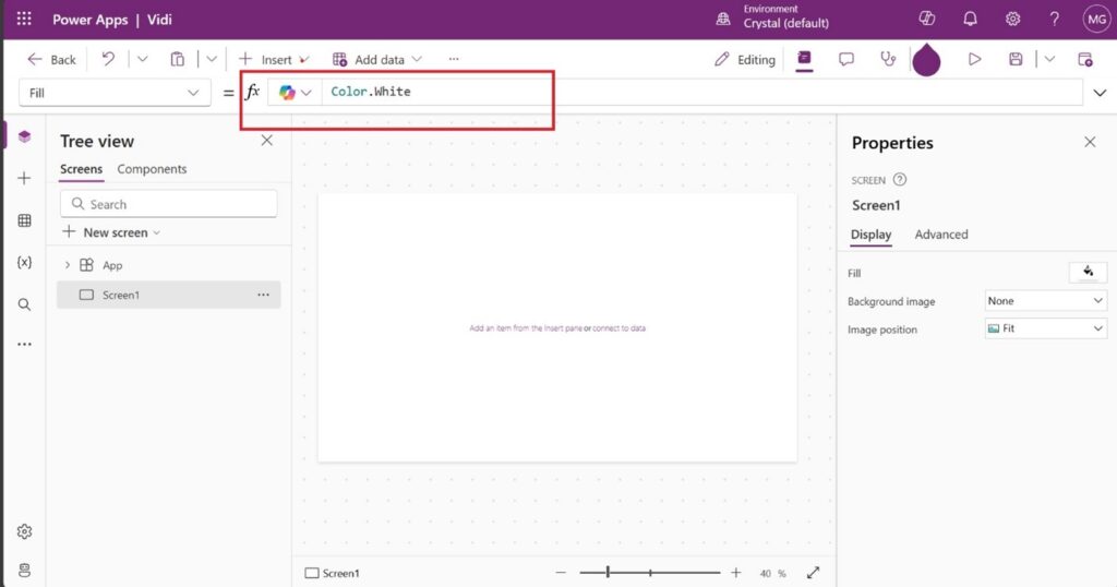 Power apps Canva Formula Bar