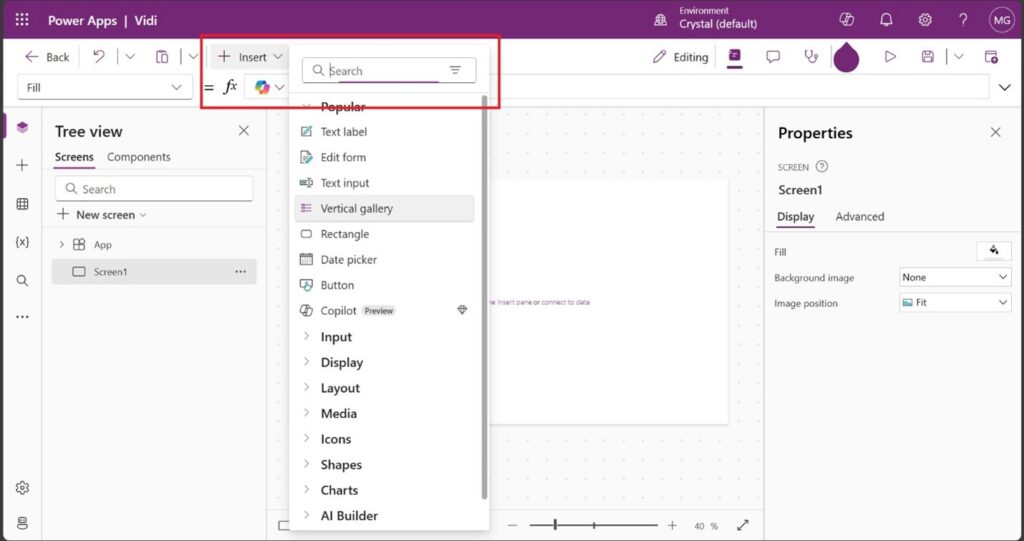 Canvas Insert Pane