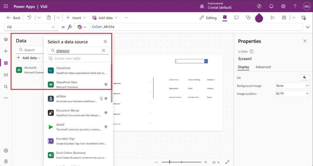Create from a SharePoint list 