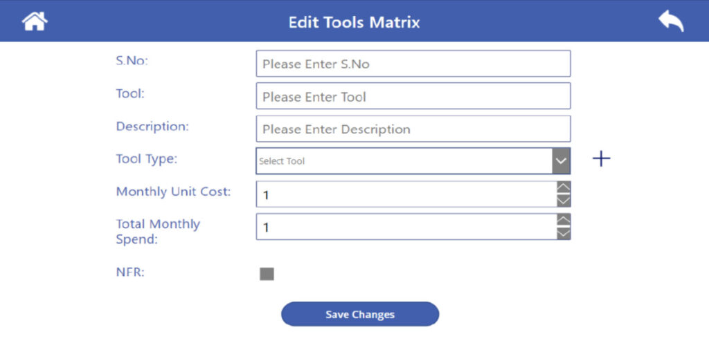 Power Apps Tools Matrix Screen