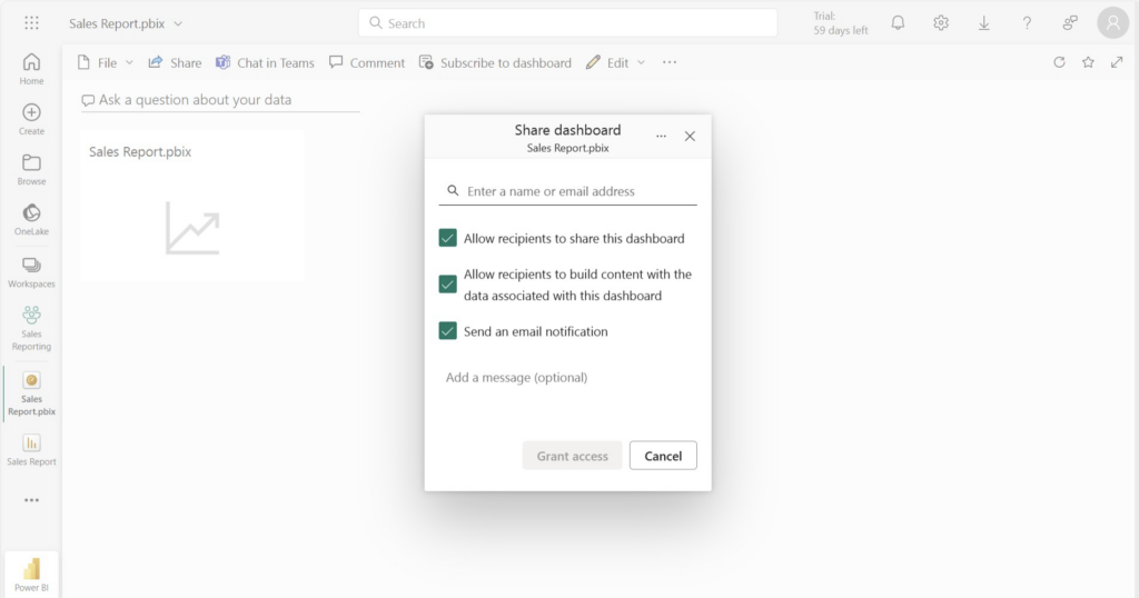 Share through a dashboard