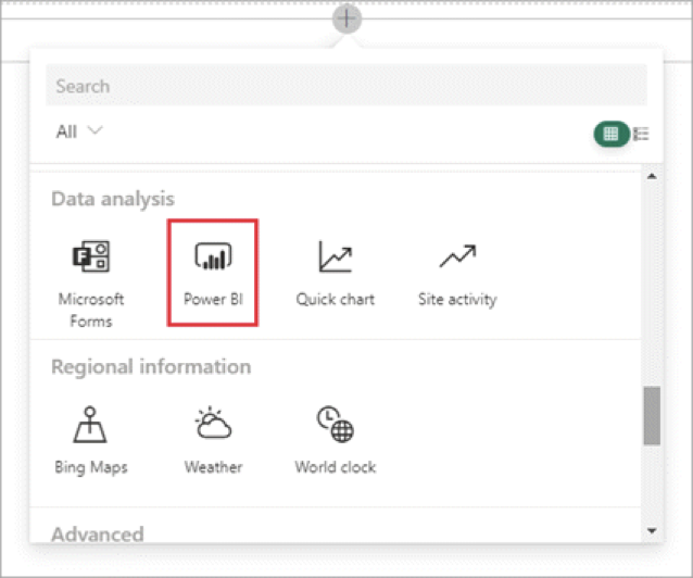 Power BI web part in Sharepoint