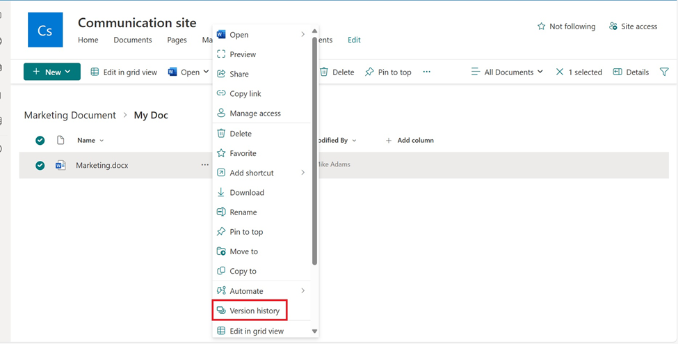 sharepoint communication site