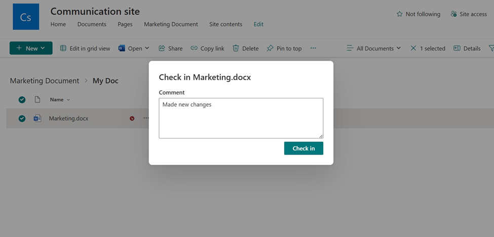 sharepoint document management - Communication