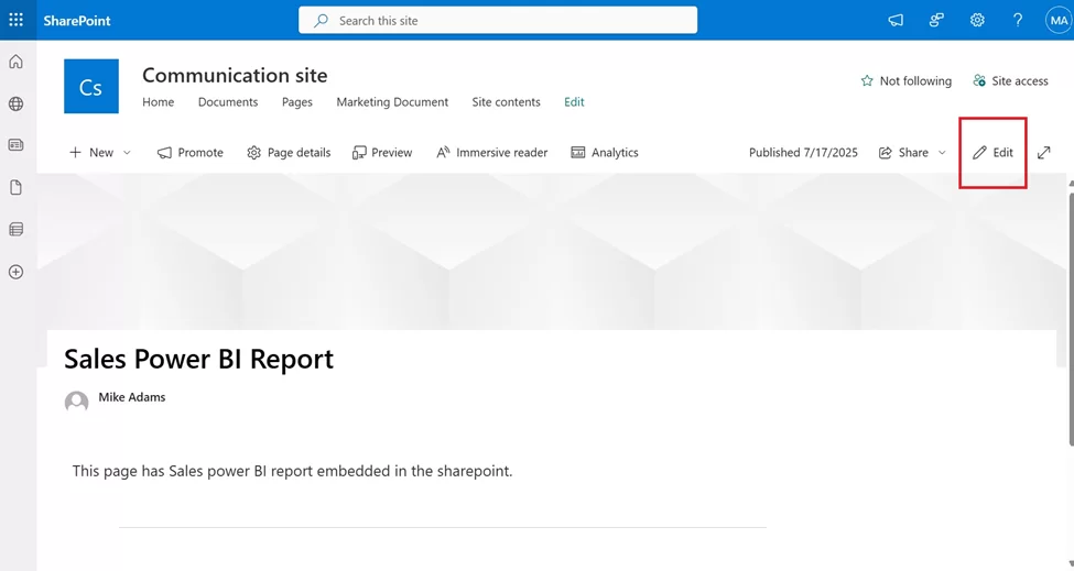 sharepoint - Power bi embedded