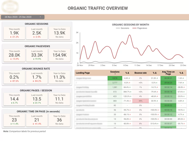 organic traffic overview template