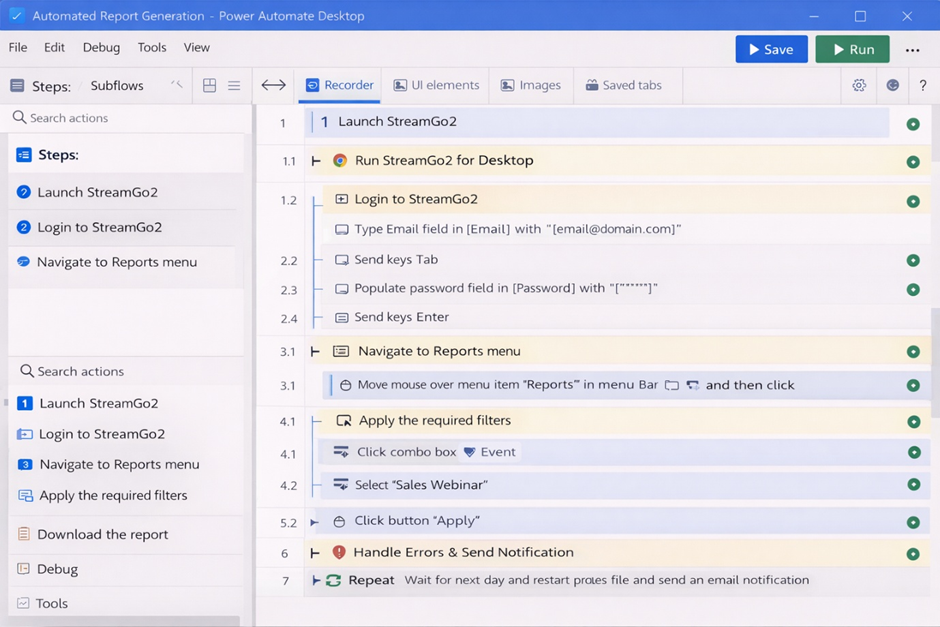 Desktop Applications Workflows