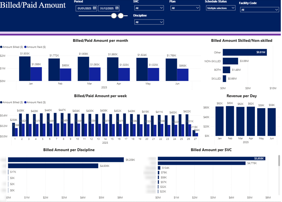 Power BI Healthcare Service Profitability Dashboard