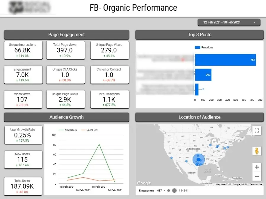 Looker Studio Social Media Dashboard - Digital Marketing Report