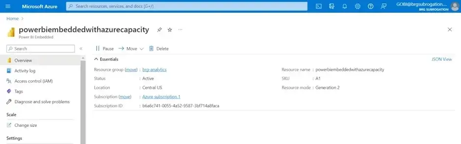 power bi embedded capacity