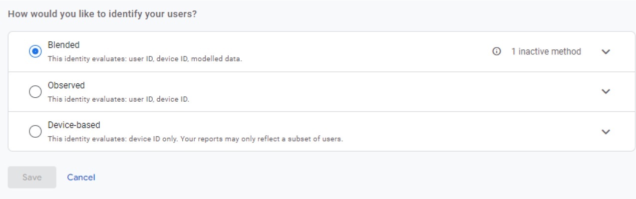 Google reporting identity