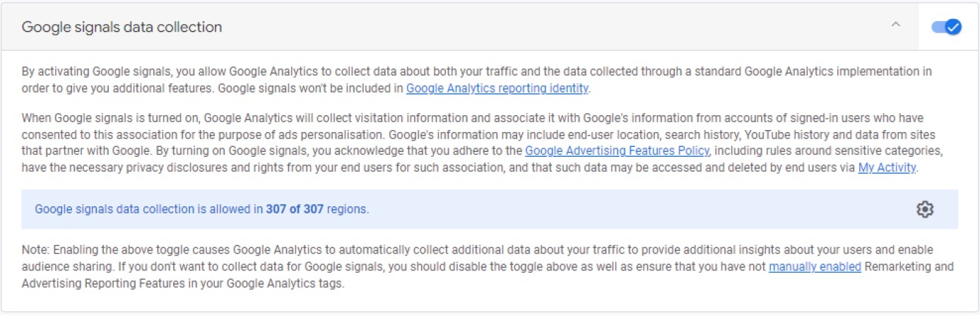 Google signal data collection
