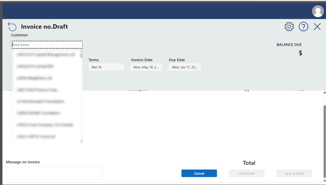 Selecting the Customer - Invoice Approval Workflow System