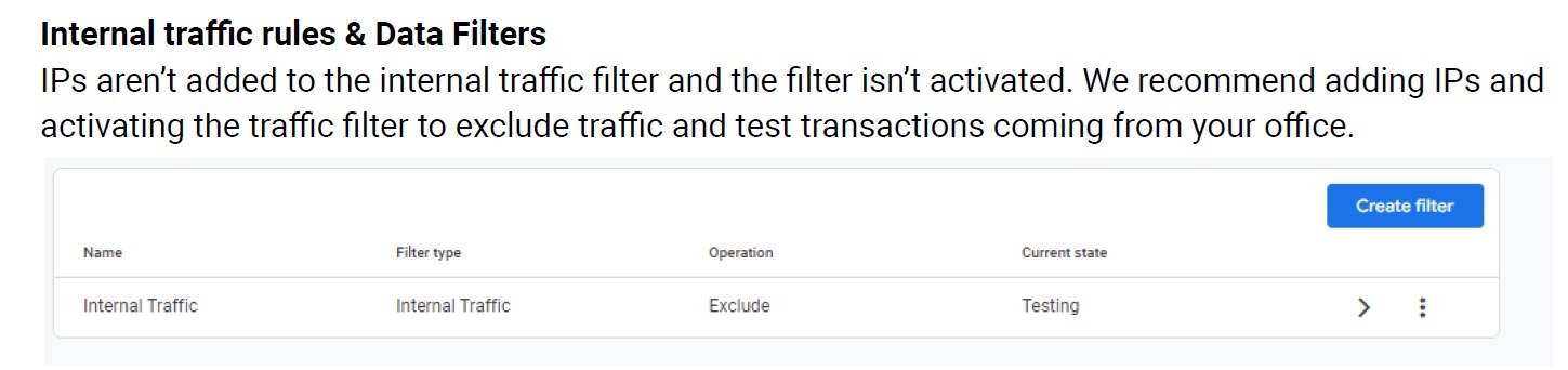 Traffic Filters GA4