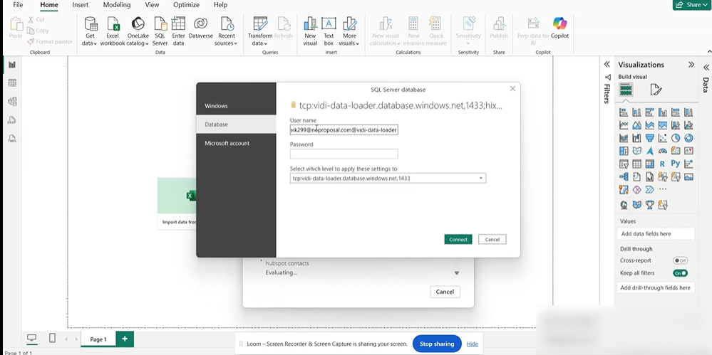 Azure database - connect HubSpot to Power BI