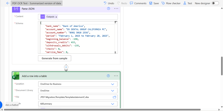 Turn the answer into structured data - Power Automate OCR