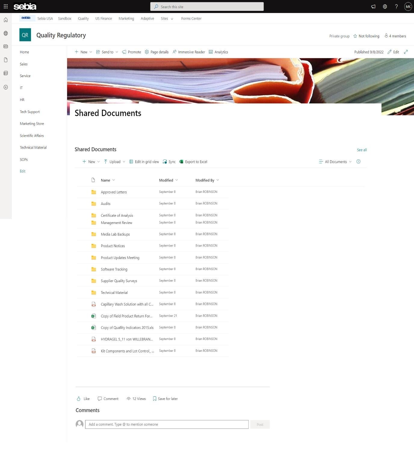 Sebia USA: A SharePoint Document Management Library
