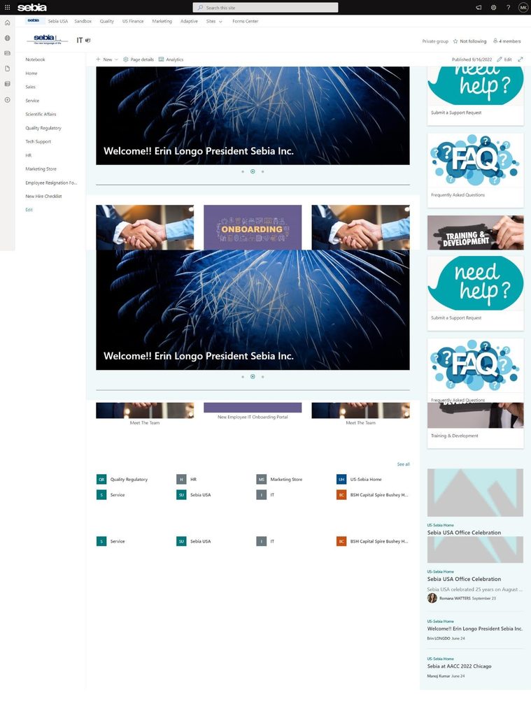 Sebia USA: An IT Department SharePoint Team Site