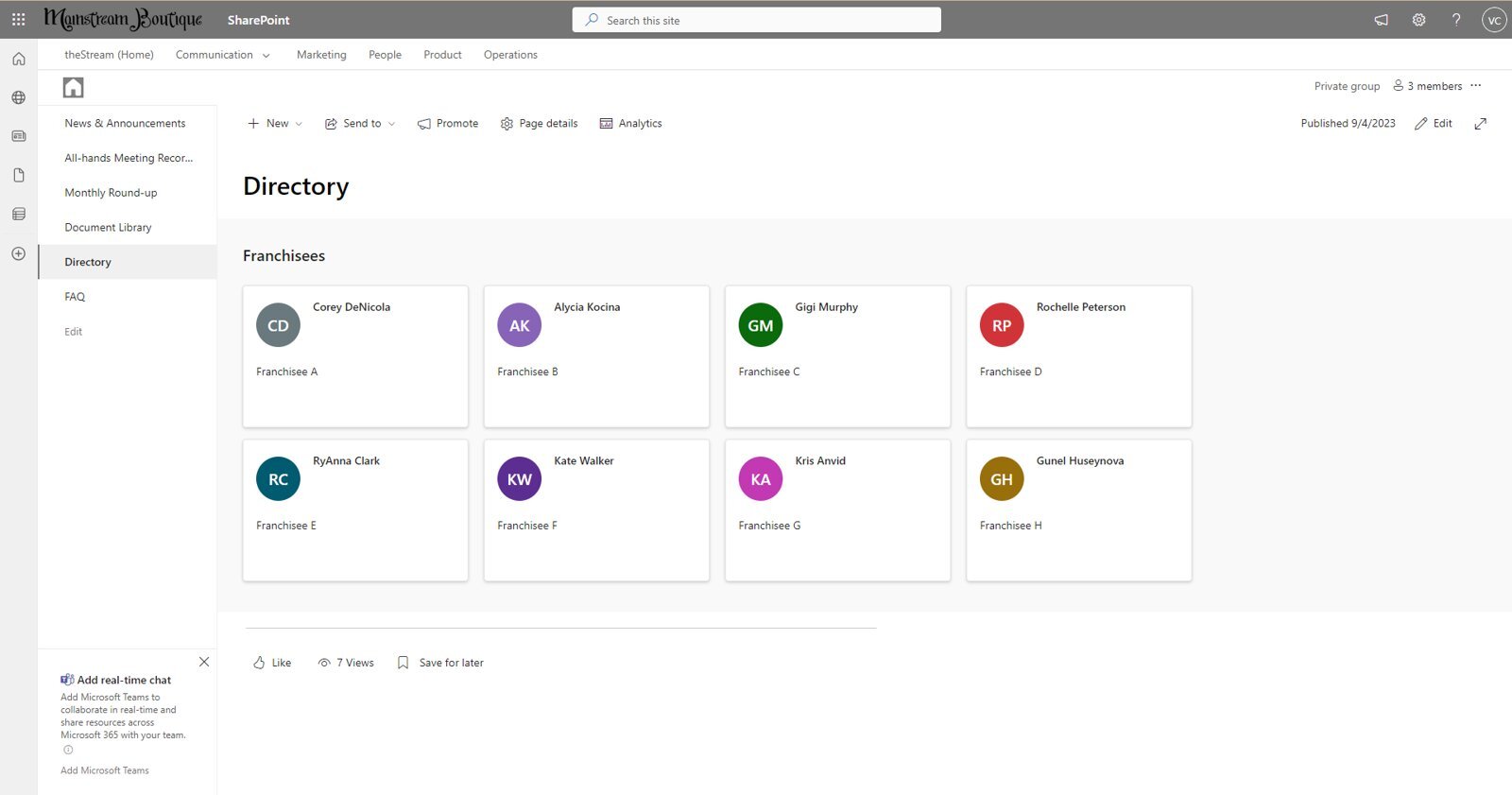 Mainstream Boutique: A Company Directory & Document Library