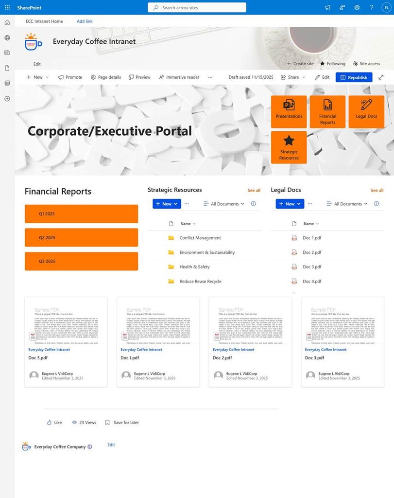 Everyday Coffee: An Executive Portal With Document Libraries
