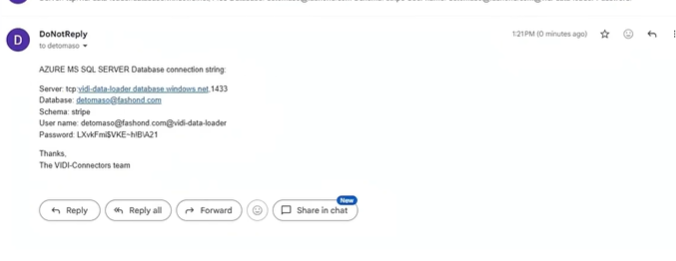 Send Database Connection String