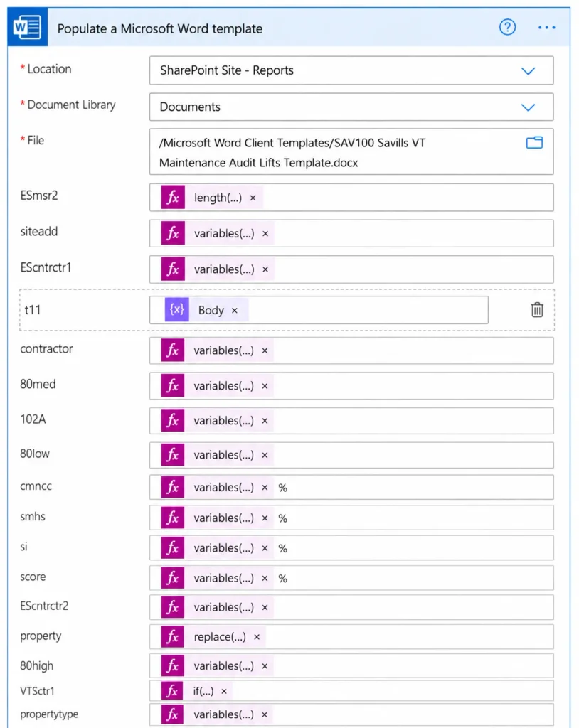 populate microsoft