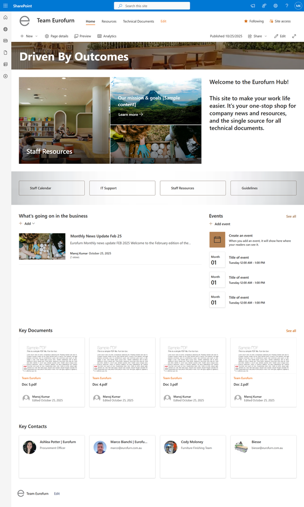 Manufacturing Company Intranet Homepage - Sharepoint intranet examples